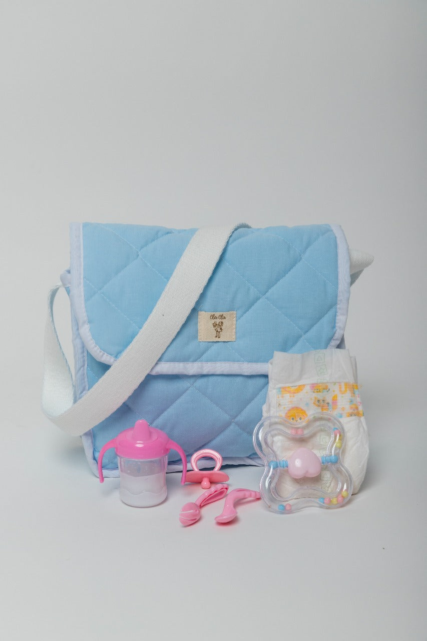 PAÑALERA AZUL CIELO CON ACCESORIOS